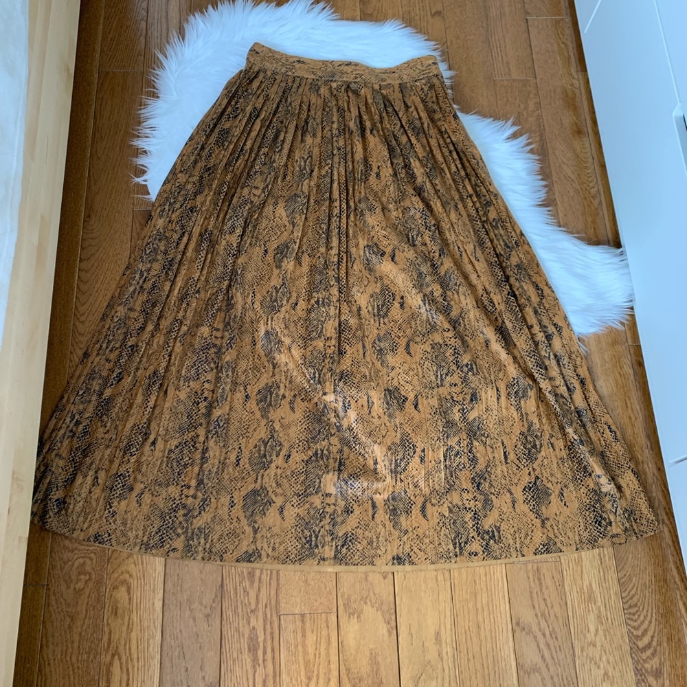 NWT | Zara Snake Print Plated Midi Skirt - Picture 2 of 7